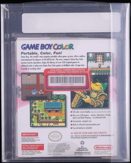 1999 NINTENDO GAME BOY COLOR CONSOLE BERRY HOLOSTRIP VGA 85 SEALED