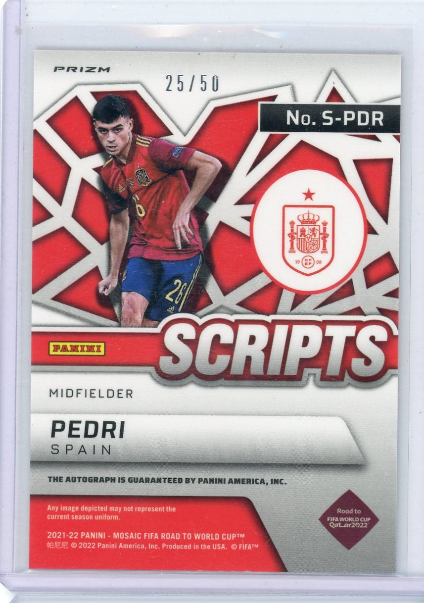 Pedri 2021-22 Panini Mosaic FIFA Road to World Cup autograph orange fluorescent #'d 25/50