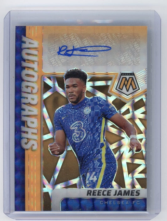 Reece James 2021-22 Panini Mosaic Premier League Autograph Orange Fluorescent #19/20